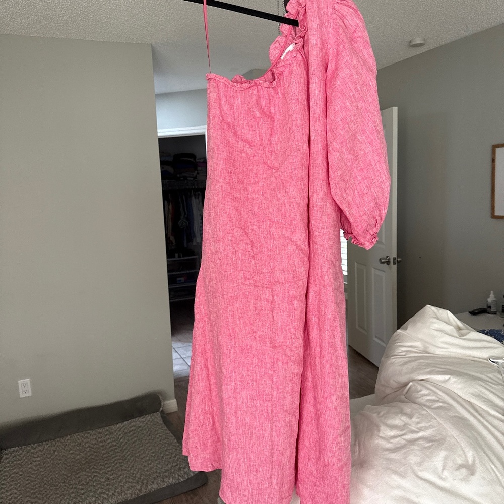 One shoulder linen dress
